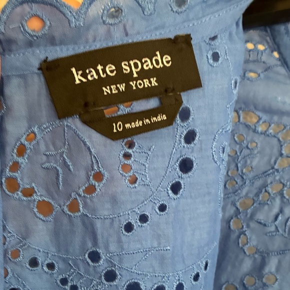 Kate Spade Floral Eyelet Puff Sleeve Dress in Blue 10 - Picture 11 of 16